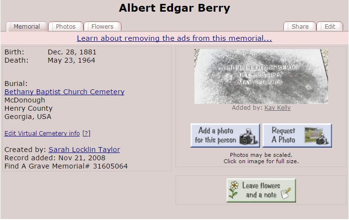 Albert Edgar Berry Find a Grave