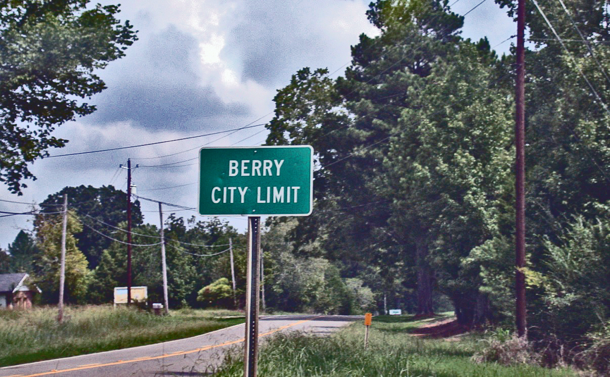 Berry Ala city limit sign
