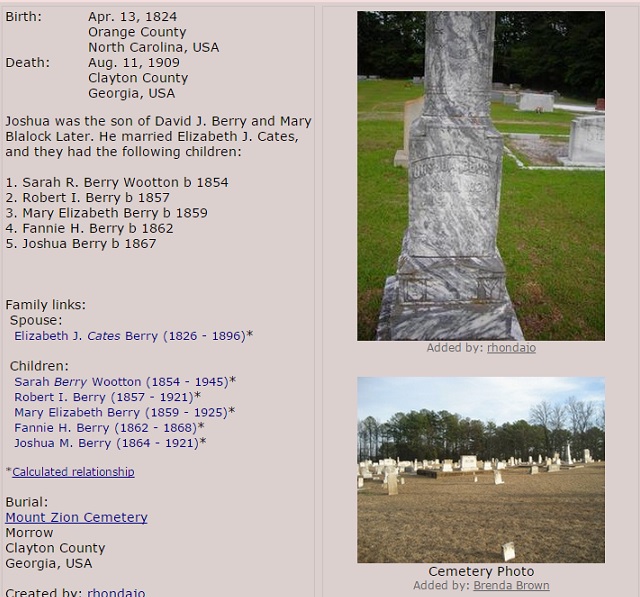 headstone Joshua Berry