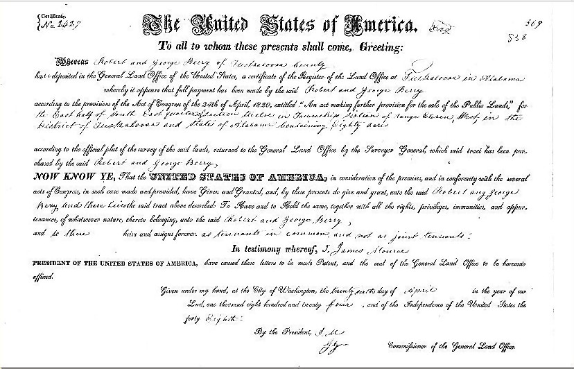 numberblandgrantcertificateala1824