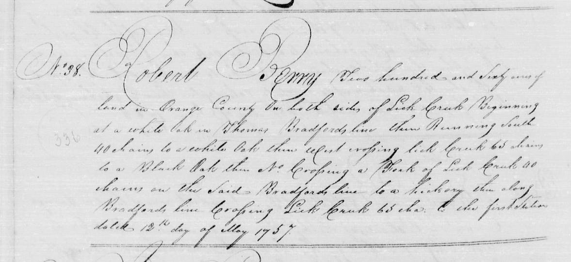 Patent Book 14, page 334, Robert Berry land grant entry