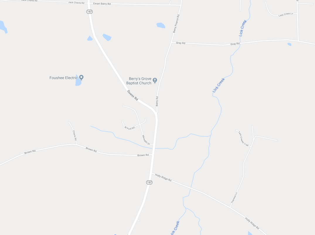 Google Maps view of Berry's Grove area